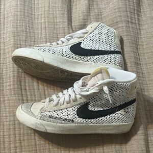 Nike White and Black High-Top Blazer Sneakers